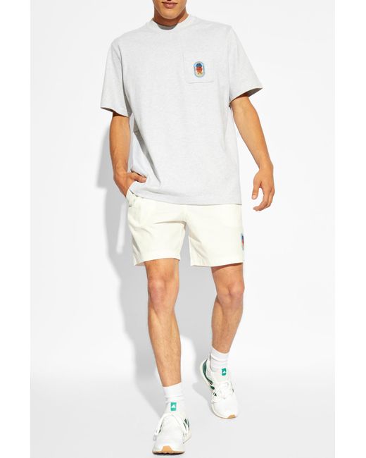 Adidas Originals White Shorts With Logo Patch for men