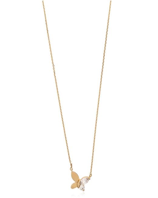 Kate Spade White Necklace With A Pendant Featuring Sparkling Crystals