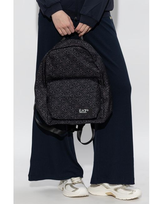 EA7 Black Monogram Backpack