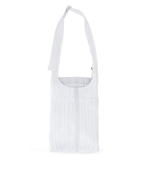 Pleats Please Issey Miyake White Pleated Shoulder Bag