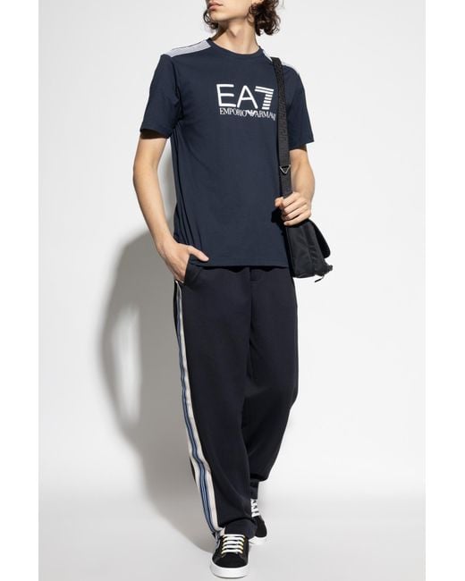 EA7 Blue T-Shirt From The 'Sustainability' Collection for men