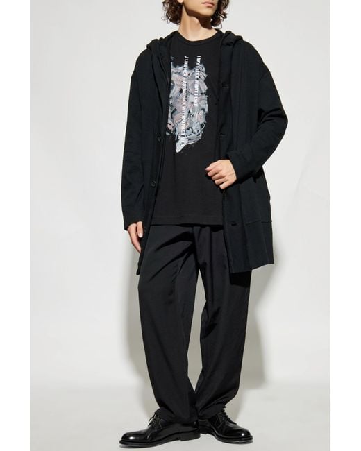 Yohji Yamamoto Black T-Shirt With Print for men