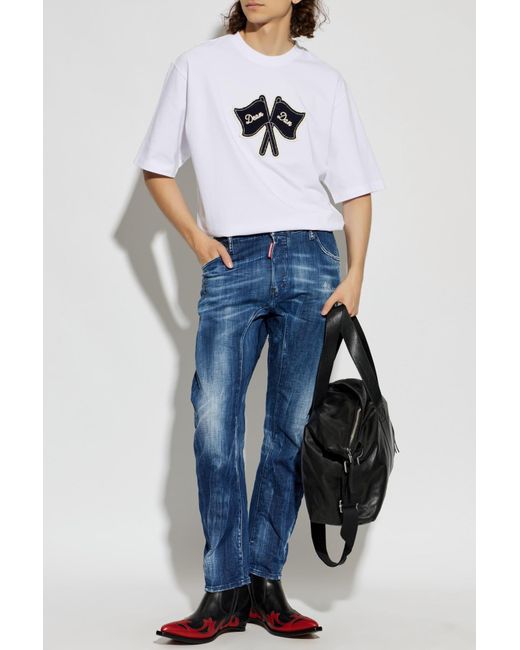 DSquared² White T-Shirt With Patch for men