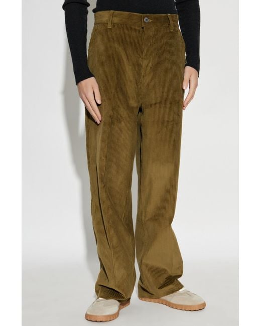 AMI Green Corduroy Trousers for men
