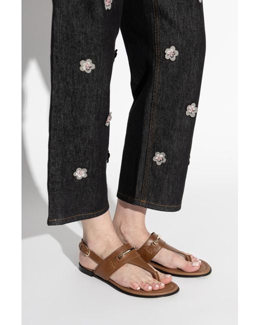 Furla Brown 'Heritage' Leather Sandals