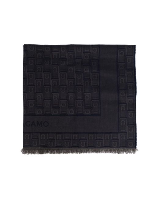 Ferragamo Blue Scarf With Monogram for men