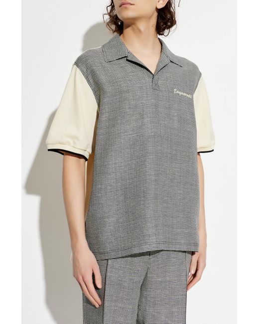 DSquared² Gray Wool Polo Shirt With Check Pattern for men