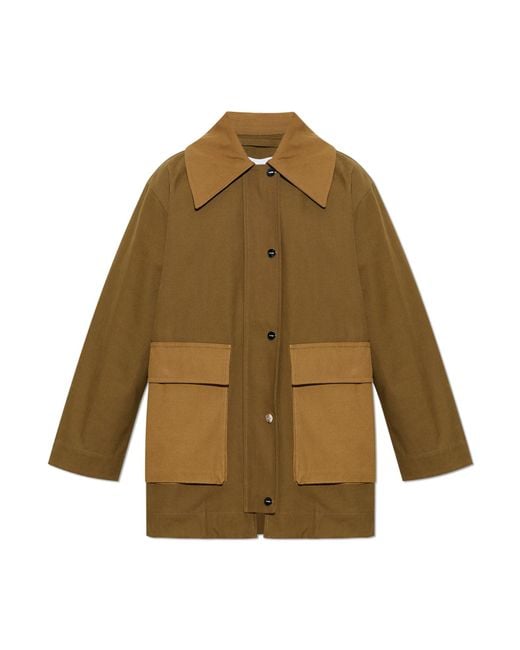 Ganni Natural Cotton Jacket With Pocket