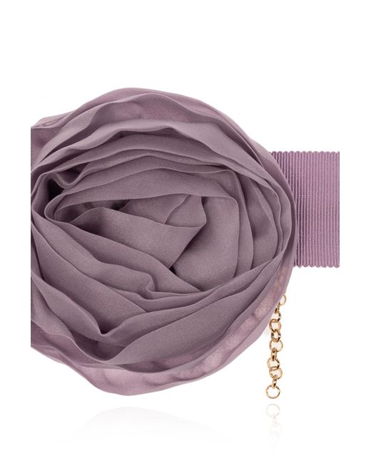 Blumarine Purple Choker With A Rose-Shaped Brooch