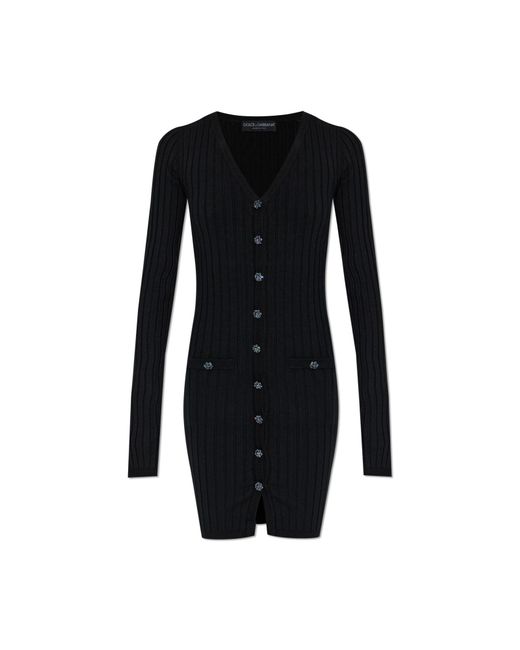 Dolce & Gabbana Black Cardigan With Shimmering Buttons