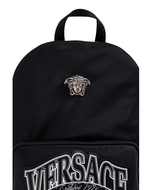 Versace Black Backpack With An Application for men