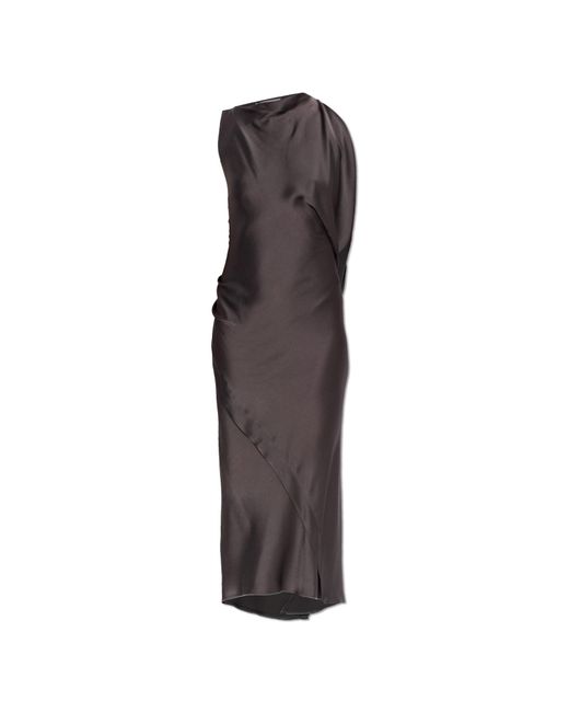 Victoria Beckham Gray Asymmetrical Dress With A Slit