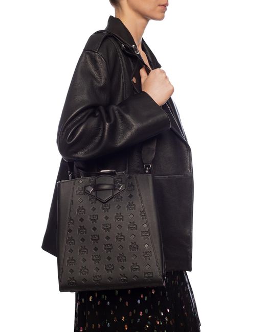 MCM 'essential Bucket Bag' Branded Shoulder Bag Black