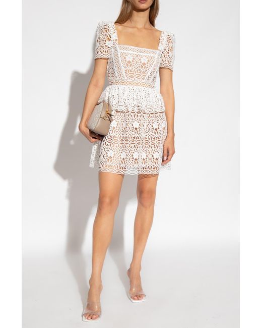 Self-Portrait Openwork Dress in White | Lyst
