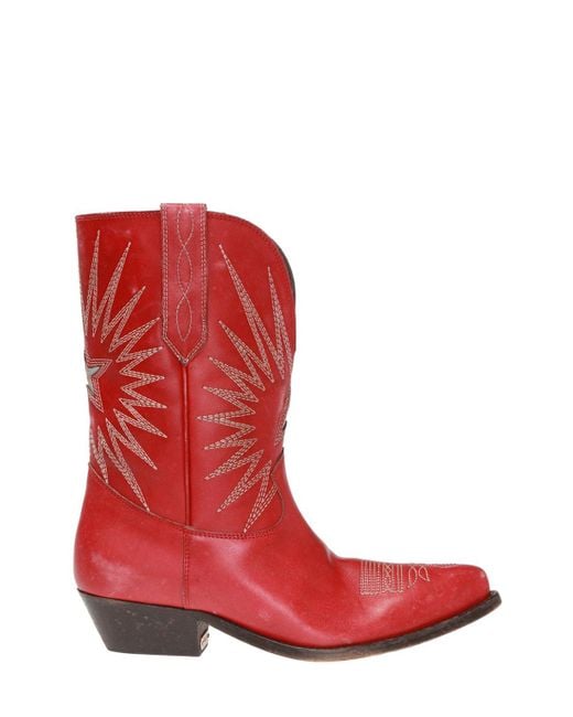 Golden Goose Deluxe Brand Red 'wish Star' Leather Ankle Boots