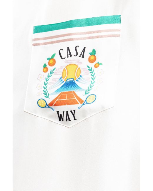 Casablanca White Silk Short-Sleeve Shirt for men