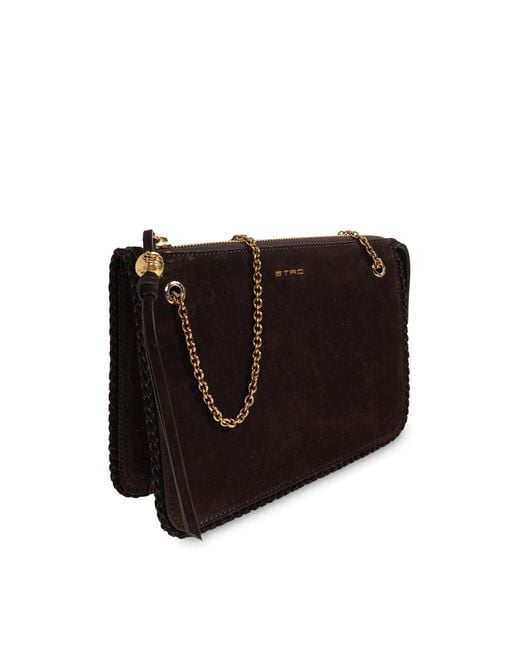 Etro Black Suede Bag With Logo