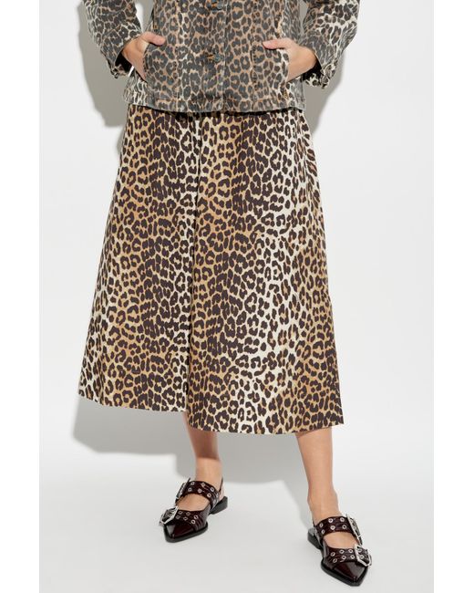 Ganni White Animal Print Skirt