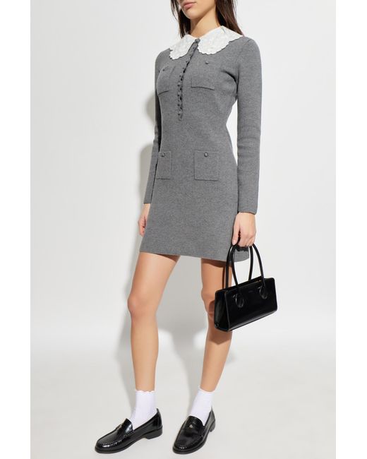Self-Portrait Gray Dress With Detachable Collar