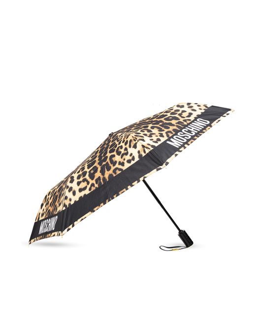 Moschino Brown Umbrella With Logo,