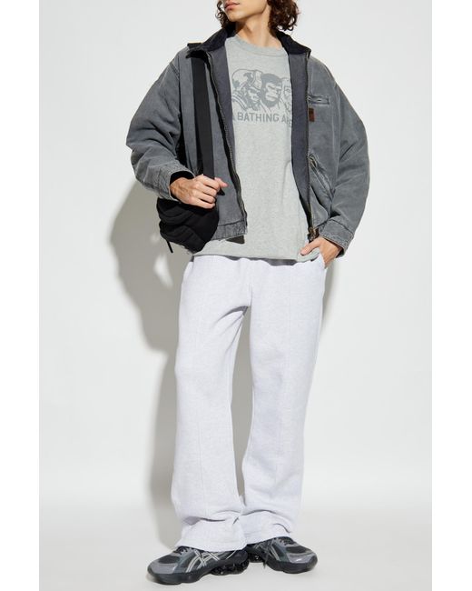 A Bathing Ape Gray T-Shirt With Logo for men