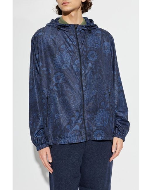 Etro Blue Light Jacket With Hood for men