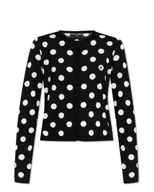 Dolce & Gabbana Black Polka-Dot Pattern Cardigan