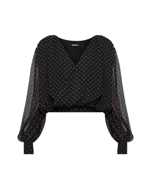 ROTATE BIRGER CHRISTENSEN Black V-Neck Top