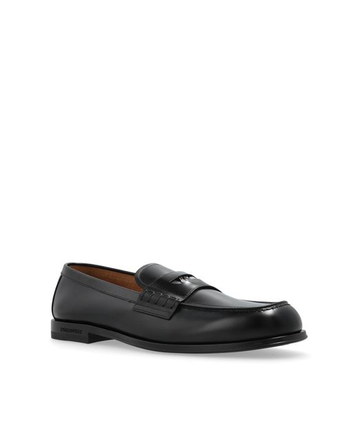 DSquared² Black Leather Loafers for men