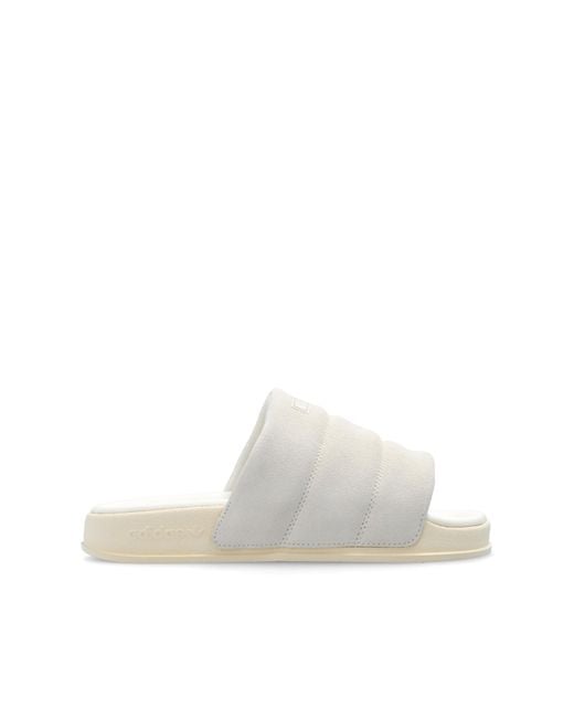 Adidas Originals White 'adilette Essential' Slides for men