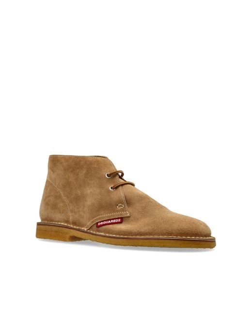 DSquared² Brown Suede Ankle Boots for men