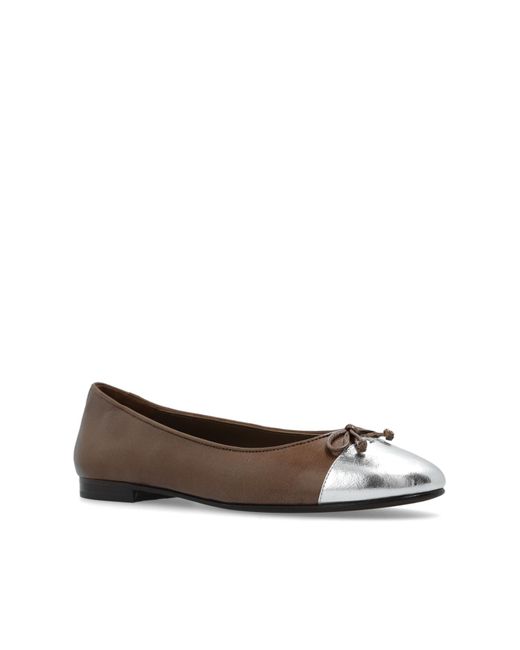 Tory Burch White 'cap-toe' Leather Ballet Flats,