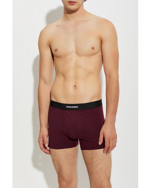 DSquared² Red Cotton Boxers With Monogram for men