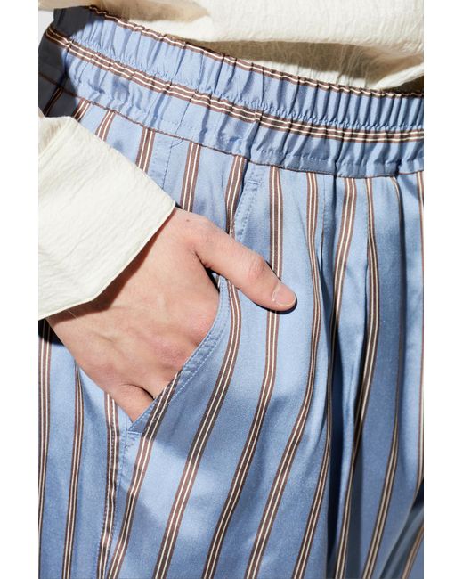 Tom Ford Blue Silk Shorts With Striped Pattern for men