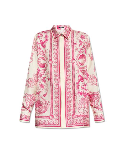 Versace Pink Silk Shirt With "Underwater Barocco" Print