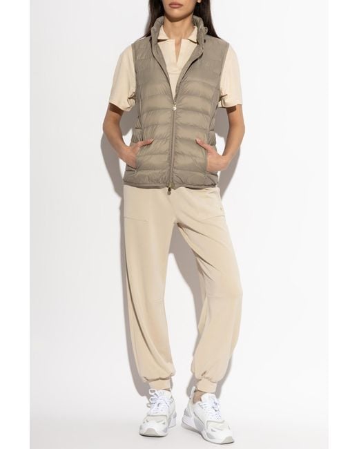EA7 Natural Insulated Vest With A Stand-Up Collar