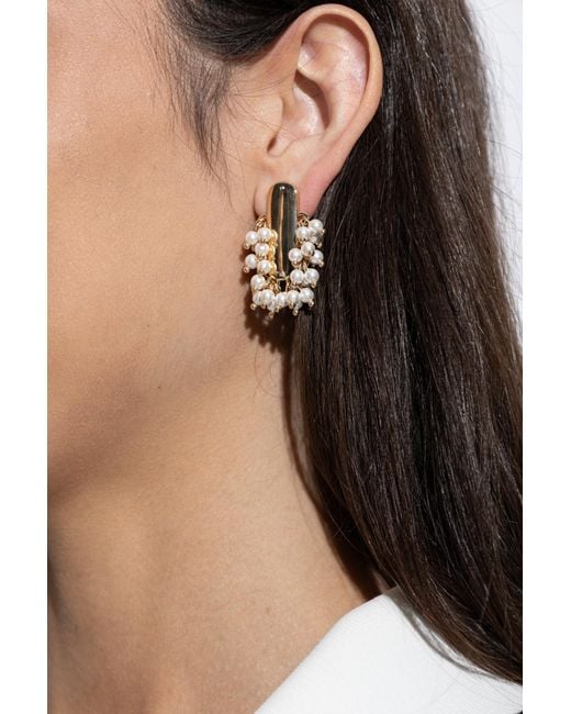 Self-Portrait Natural Earrings With Glass Pearls