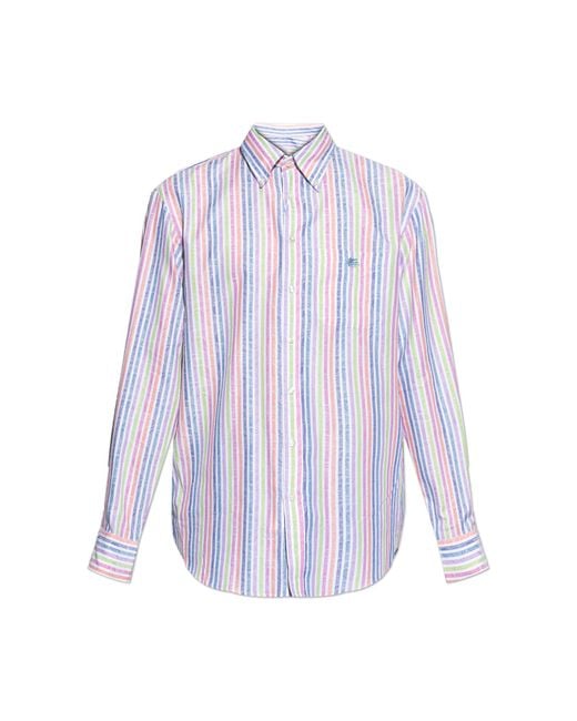 Etro Purple Shirt With A Striped Pattern for men