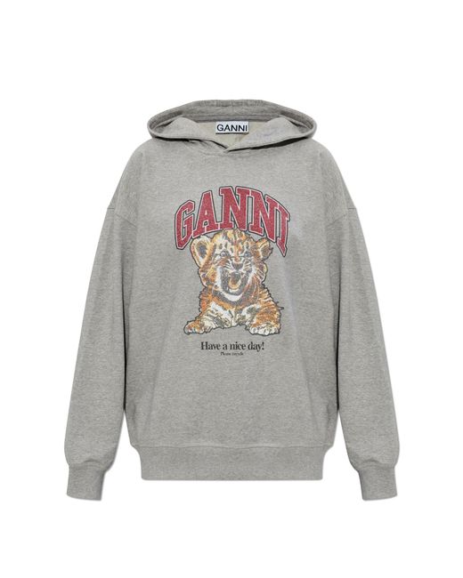 Ganni Gray Sweatshirt With Logo