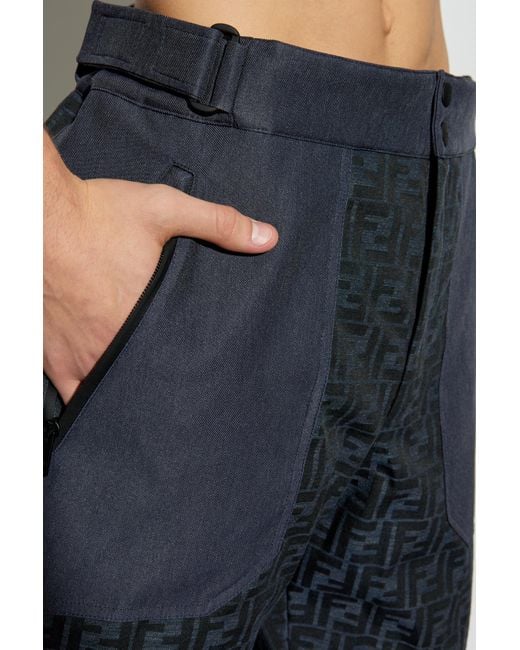 Fendi Blue Ski Trousers With Monogram for men