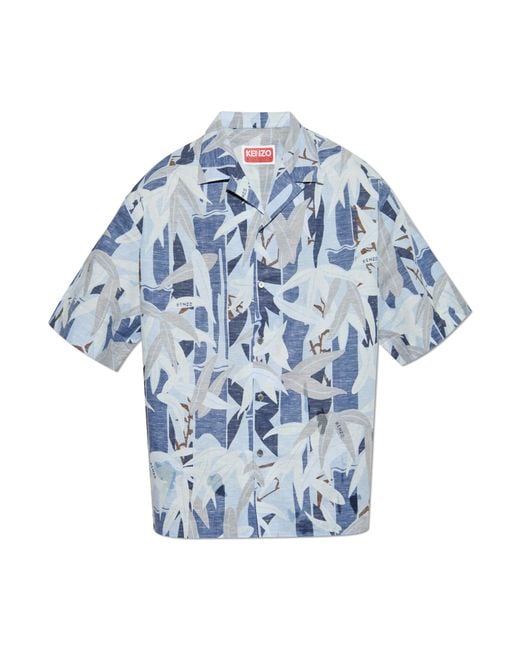 KENZO Blue Short-Sleeve Shirt for men