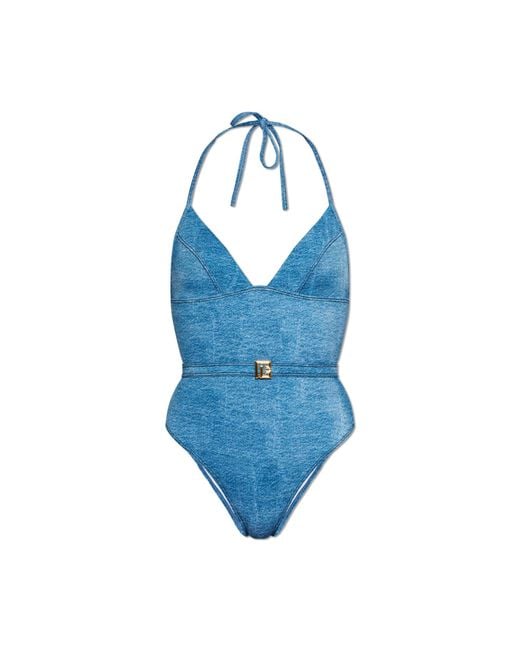 Balmain Blue One-Piece Swimsuit