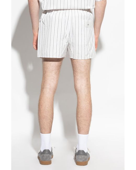 AMI White Shorts With Striped Pattern for men