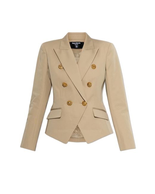 Balmain Natural Double-Breasted Blazer