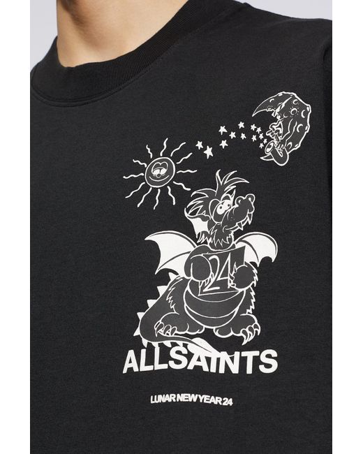 AllSaints Black 'serenade' Printed T-shirt, for men