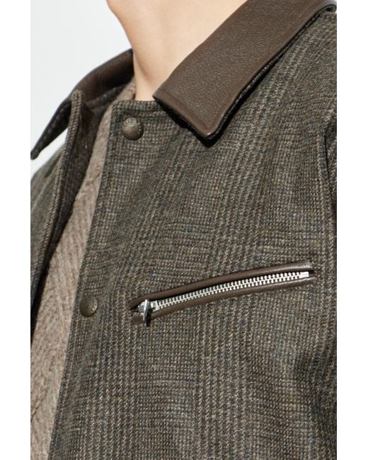Rag & Bone Blue Wool Jacket With Leather Sleeves for men
