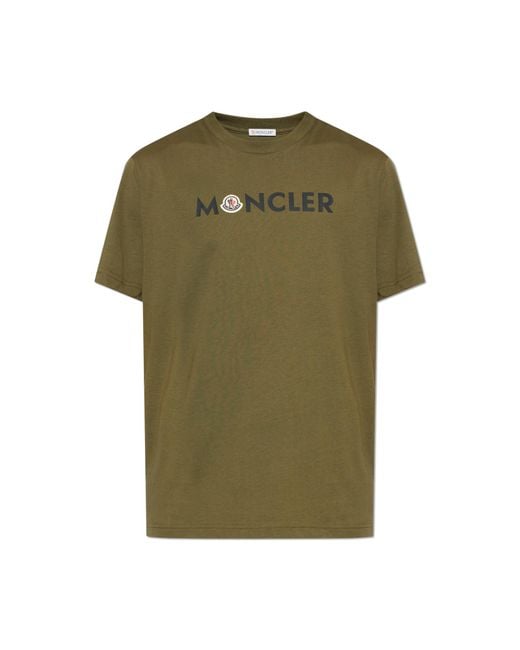 Moncler Green T-Shirt With Logo for men