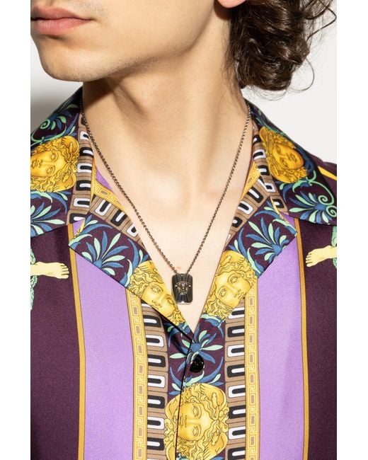 Versace Metallic Necklace With Pendant for men