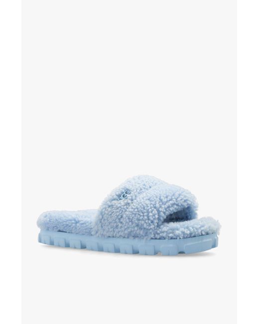 Blue ugg fur slides deals
