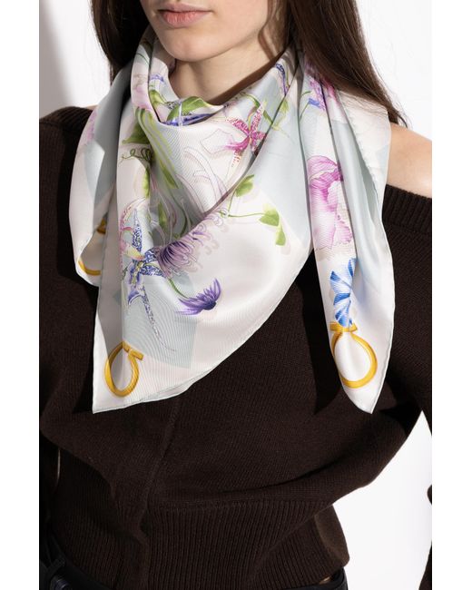 Ferragamo White Silk Scarf